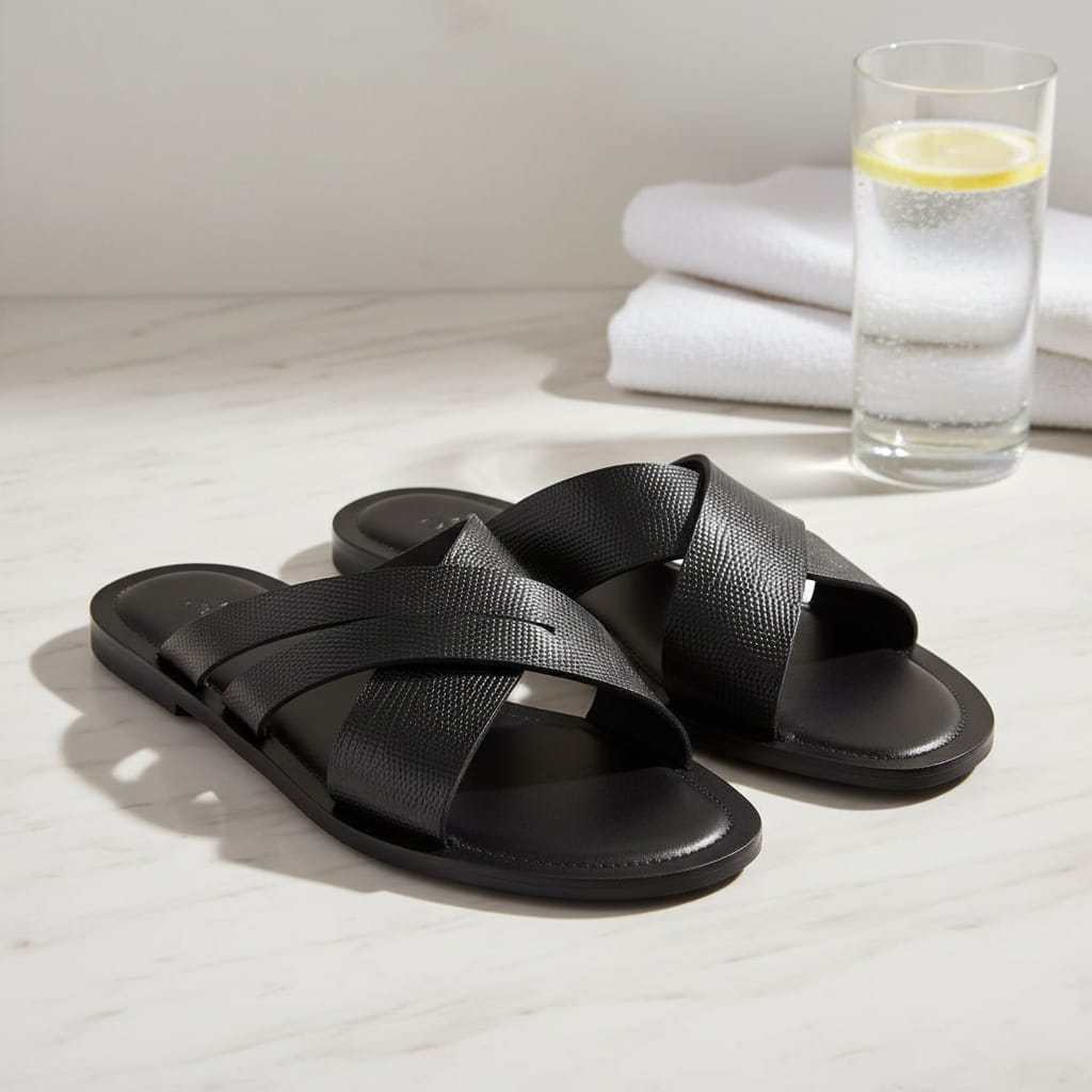 Sandales en cuir NOIR – Modèle Croisé